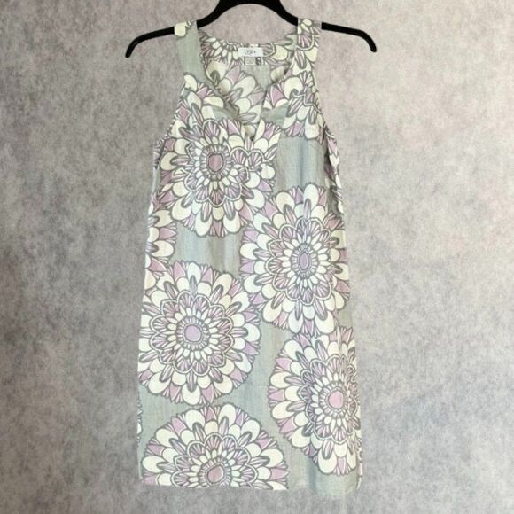 Ann Taylor 100% Linen Dress Womens Size 4 Gray Knee Length Sleeveless Shift - Picture 1 of 13
